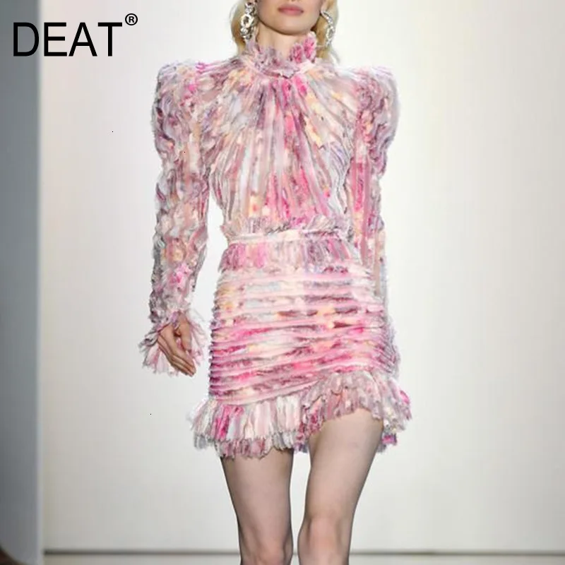 DEAT 2020 новая мода Подиумные стили принтованные платья для отпуска водолазка