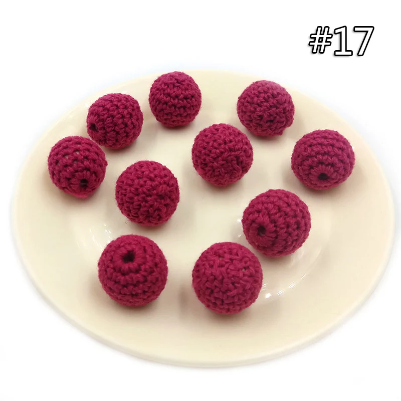 wood teether 17 5 шт. детский прорезыватель, вязаные крючком бусины, 16 мм, деревянный прорезыватель, подвесная детская коляска, аксессуары для детской коляски, зажим для пустышки, деревянная кукла младенца - Цвет: wood teether 17