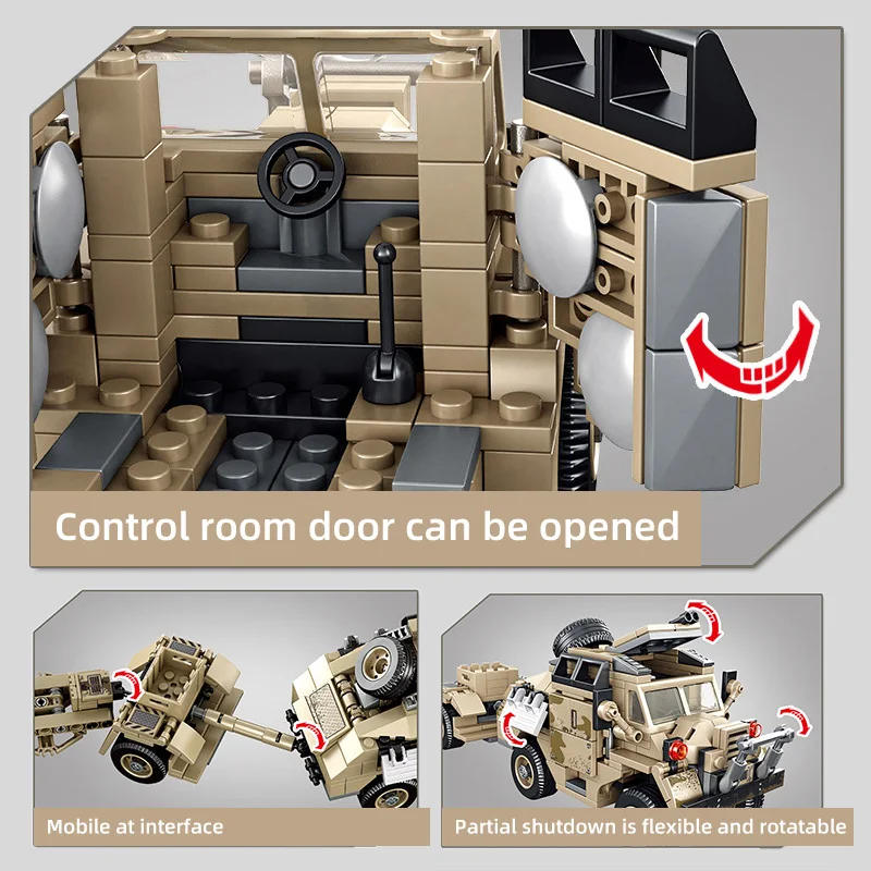 

464pcs UK Army Gun Tractor Truck weapon Building Blocks Military ww2 bricks 4 Army Soldier figures Toys for children Boy Gift