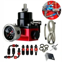 universal adjustable fuel pressure regulator kit oil 0 100psi gauge 6an fitting end oil gauge hose fitting kit