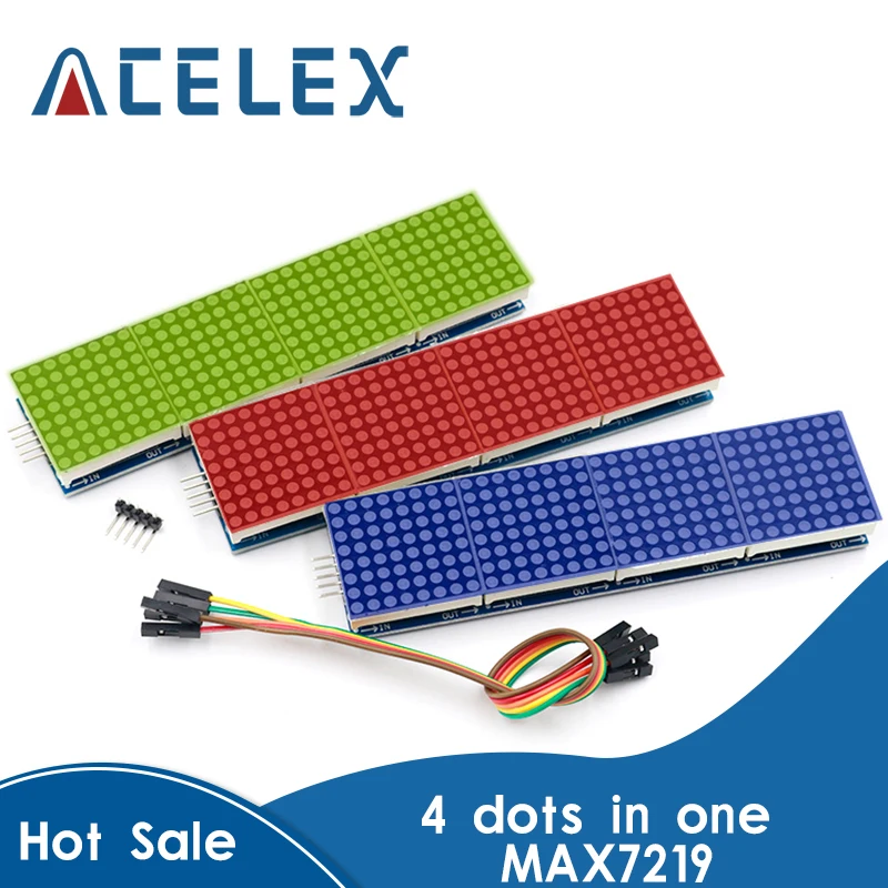 MAX7219 матричный модуль для микроконтроллера Arduino 4 в одном дисплее с линией
