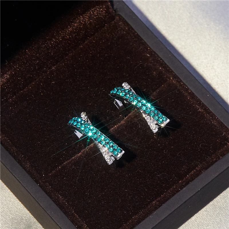 

Fashion Classic Exquisite Simple Popular Light Luxury Green Zircon Women's Earrings Holiday Gift Jewelry Wholesale