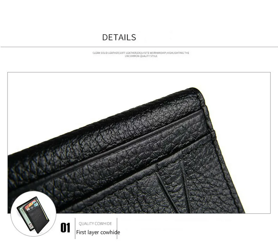 Super Slim Soft Wallet Mini Credit Card Wallet Purse Card Holders Genuine Leather Men Wallet Thin Small
