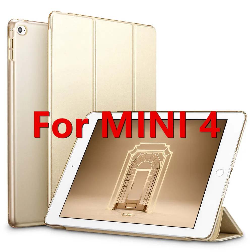 Gold for Mini 4 ESR из искусственной кожи чехол для iPad Mini 5 4 3 2 1 Фолио мягкая задняя трехслойная Подставка Авто спящий Пробуждение смарт-чехол для iPad Mini 5 - Цвет: Gold for Mini 4