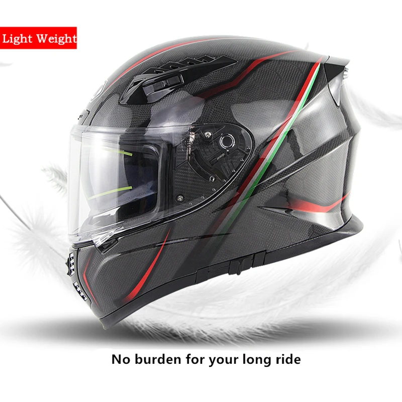 

SOMAN High Quality Motorcycle Helmet Carbon Fiber Racing Cascos Color Lens Black Full Face Capacete Para Moto DOT ECE Approved