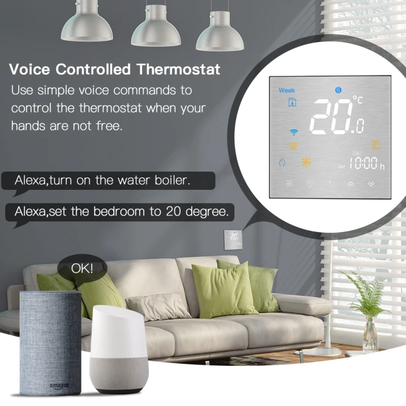 

WiFi Smart Thermostat Temperature Controller for Water/Electric floor Heating Water/Gas Boiler Works with Alexa Google Home