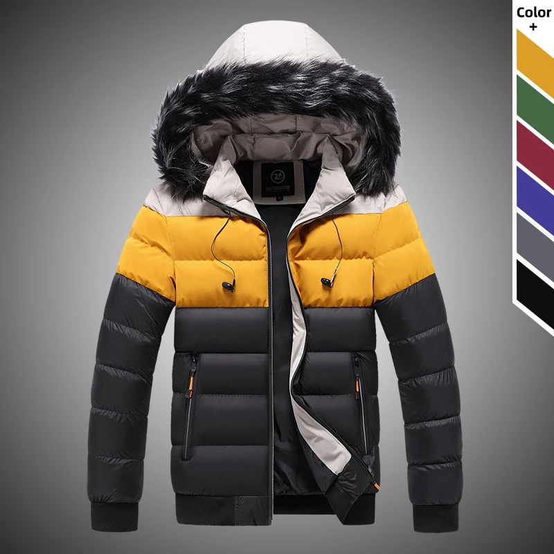 Модная Мужская парка с капюшоном и меховым воротником зима 2021 мужские толстые