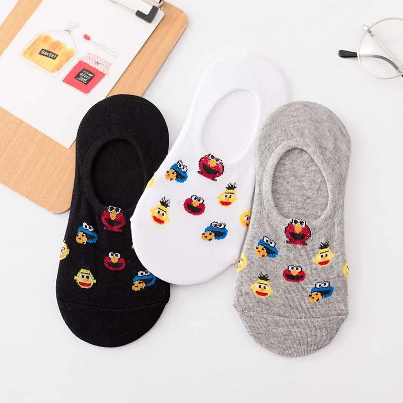 Harajuku/Хлопковые женские короткие носки с героями мультфильмов Невидимые для