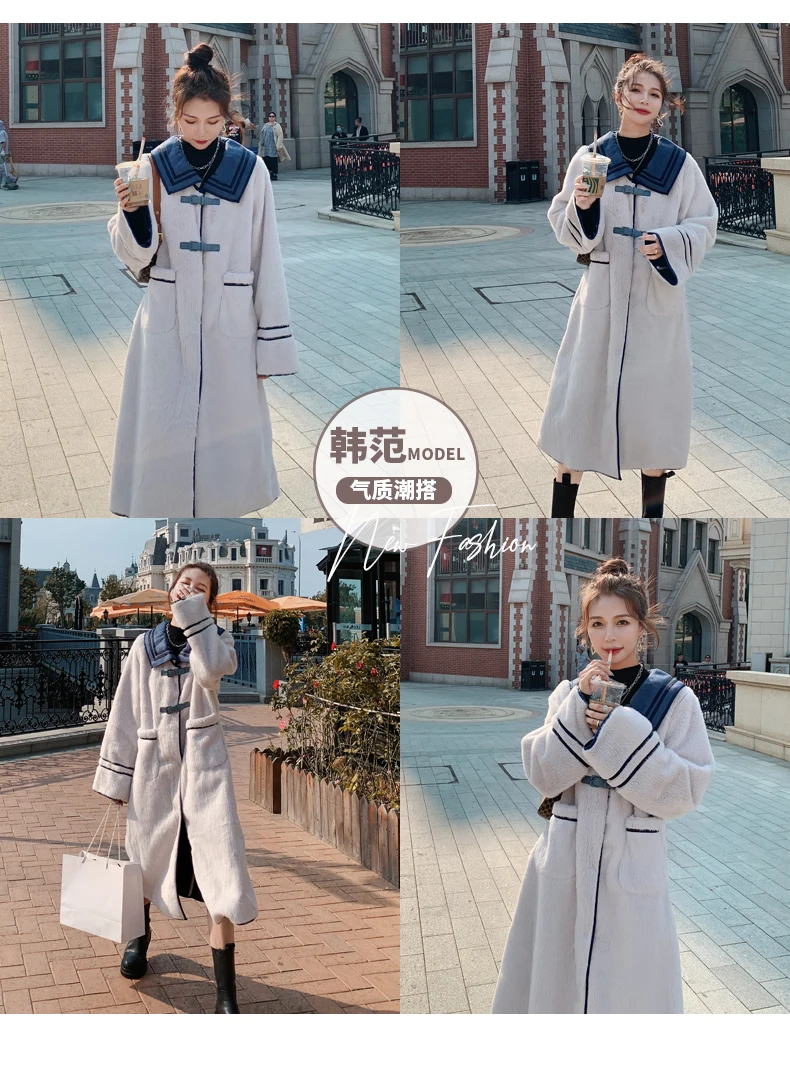 

Winter Clothes Women Fashion Faux Mink Cashmere Long Overcoat Plus Size Elegant Korean Warm Fur Coat Female Plush Jacket 2020