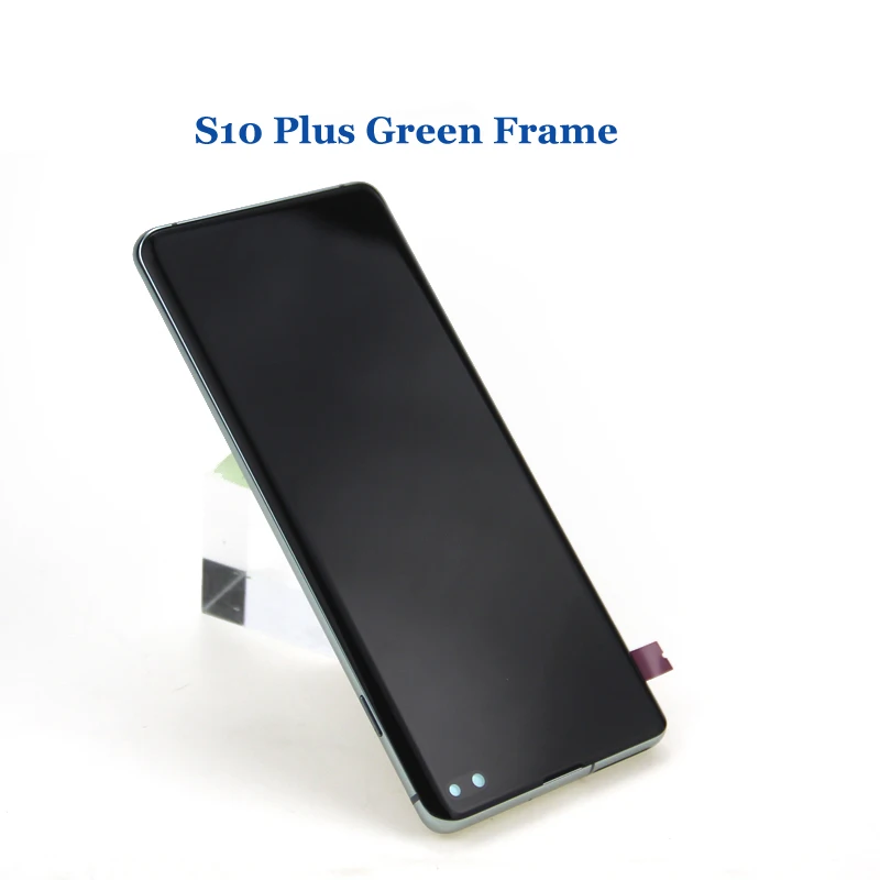 S10 Plus Green Frame Супер AMOLED lcd для SAMSUNG S10 lcd G9730 дисплей S10 Plus lcd G975 сенсорный экран дигитайзер - Цвет: S10 Plus Green Frame