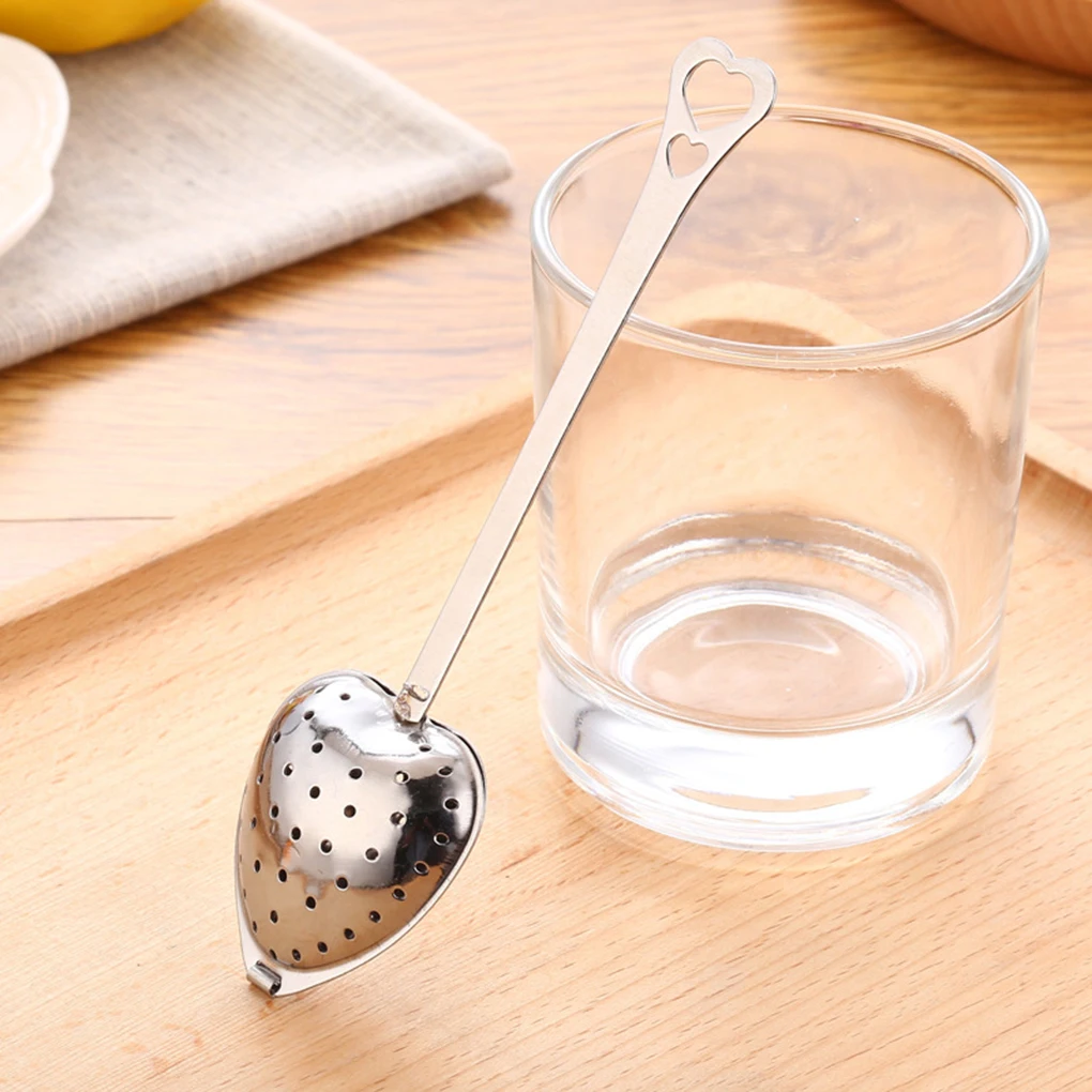 

Newest Kitchen Drinkware Heart Shaped Stainless Steel Tea Infuser Spoon Strainer Steeper Handle Tea Filter