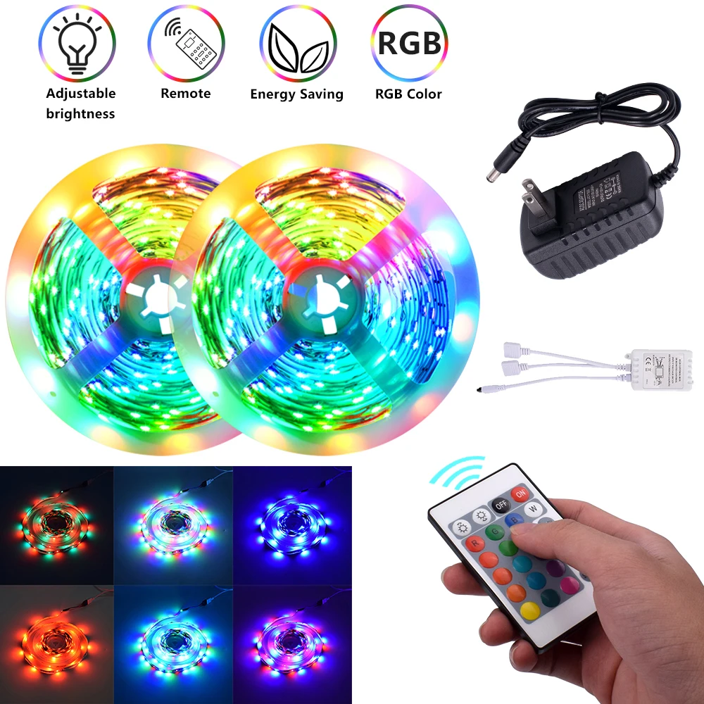 

Светодиодный светильник RGB 12V 10M с двумя дисками SMD 2835, 300 Lamp-RGB-IR44-Non-Waterproof, не клеевой светильник с 24 клавишами
