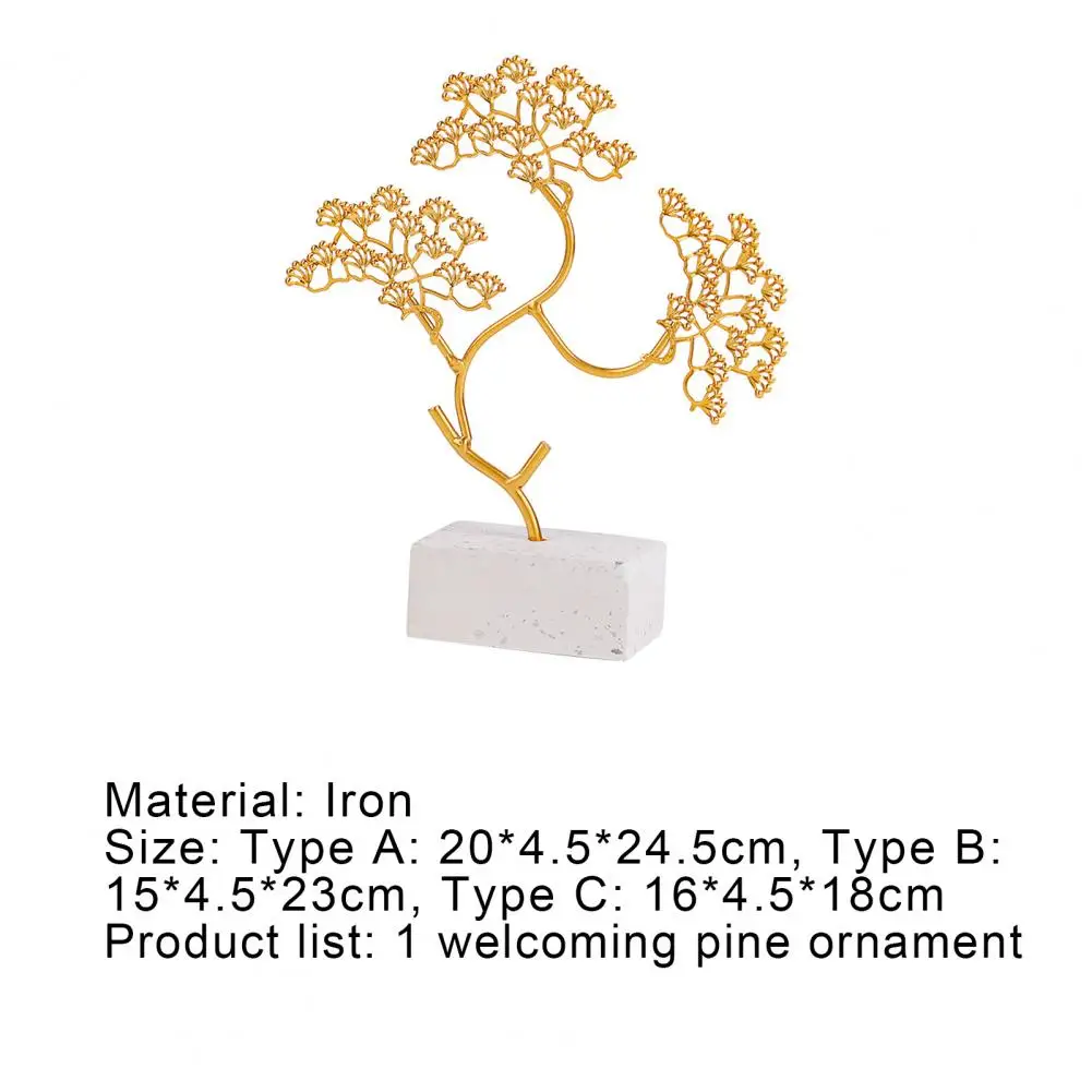 

Welcoming Pine Ornament Modern Desktop Decoration Chinese Style Wrought Iron Greeting Pine Sculpture for Living Room