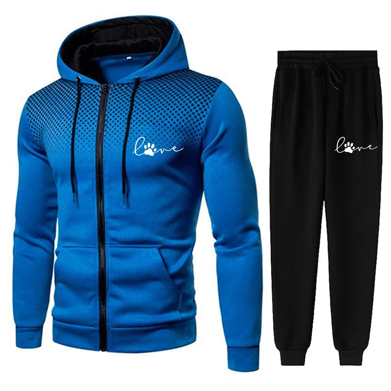 Autumn Winter Men's Tracksuit Set Hoodies+Sweatpants Fashion Casual Zipper Sportswear Streetwear Male Jackets Plus Size