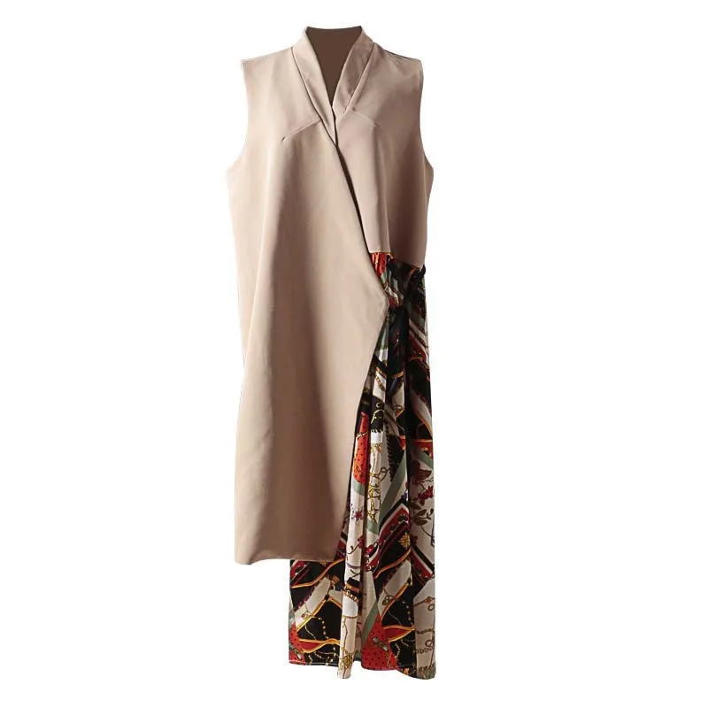 Женский весенний жилет элегантный Свободный с принтом Черный Асимметричный