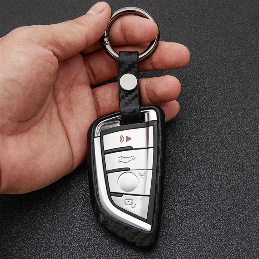 

Carbon Fiber Silica Gel Car Key Case Fob Cover For BMW X1 X3 X4 X5 X6 X7 E90 F20 E46 E53 E60 F31 F15 G30 E83 M4 I3 Z4 Key Shell