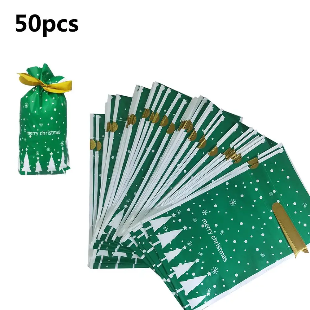 Новый год 50 шт в наборе рождественские конфеты сумка с ленты принтом