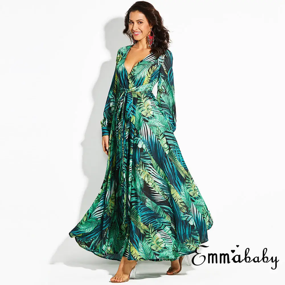 Hirigin женское длинное платье с цветочным принтом новые шифоновые Макси-платья в