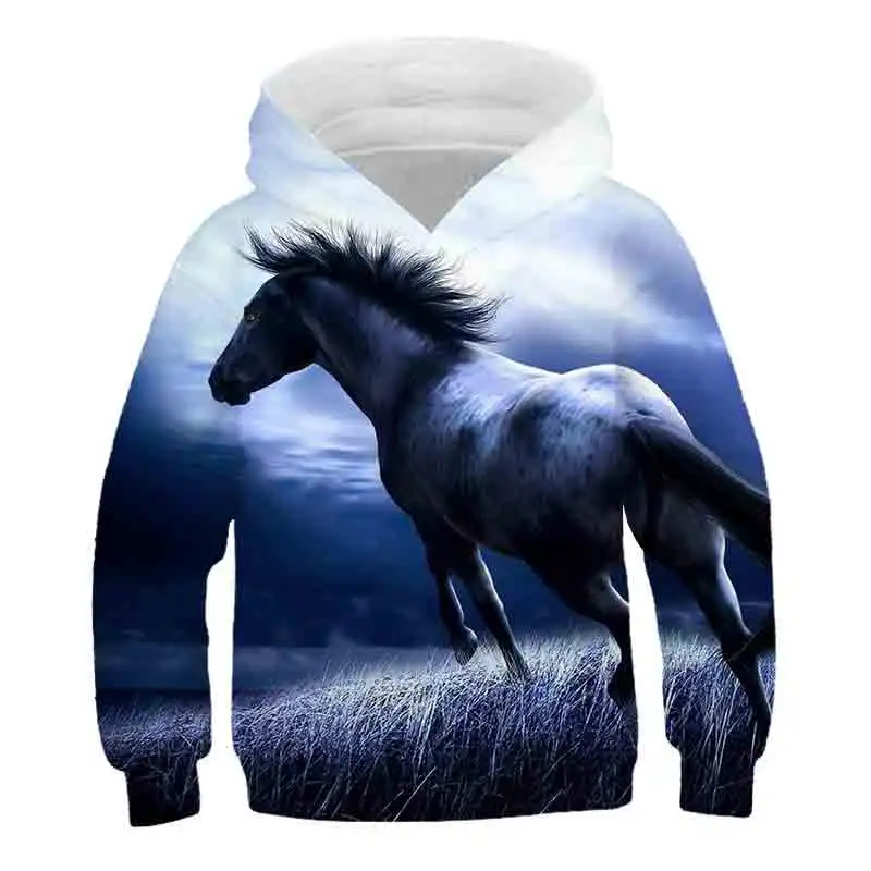 

2020 Fantasy horse Autumn Winter Boys Girls Clothes polyester Hooded Sweatshirt Children's Kids Casual Sportswear Clothing