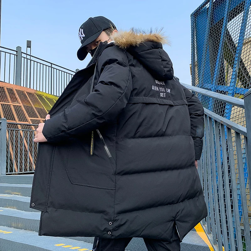 Winter Coat Men jacket Windbreaker Fur Hooded Thicken Jacket Men's Streetwear Hip hop Military Trench Long Parka