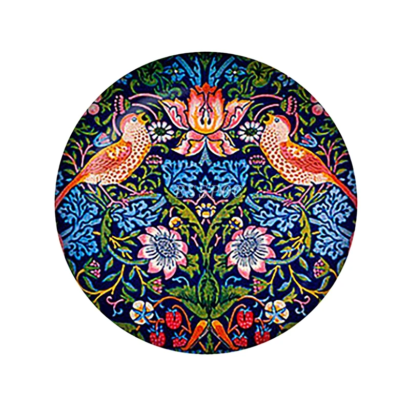 5 шт./лот 25 мм круглый стеклянный кабошон Вильям Моррис клубника вор искусство