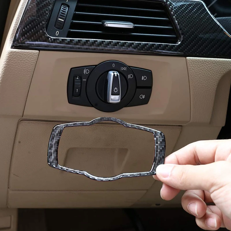 for E90 E92 E93 2008-2012 325I 328I 335I 3 Series Interior Carbon Fiber Headlight Switch Buttons Cover Trim | Автомобили и