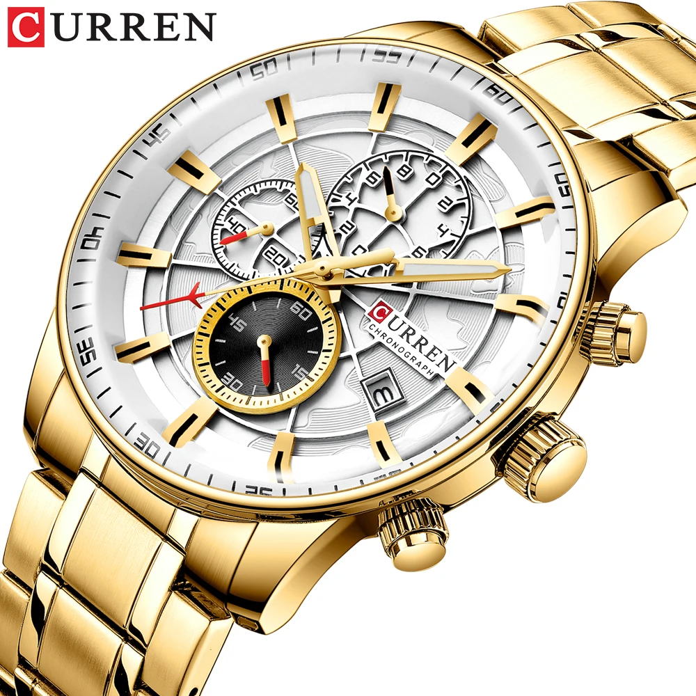 

CURREN Watch Men Top Luxury Brand Gold Sport Waterproof Quartz Watches Mens Chronograph Date Male Clock Erkek Kol Saati 8362