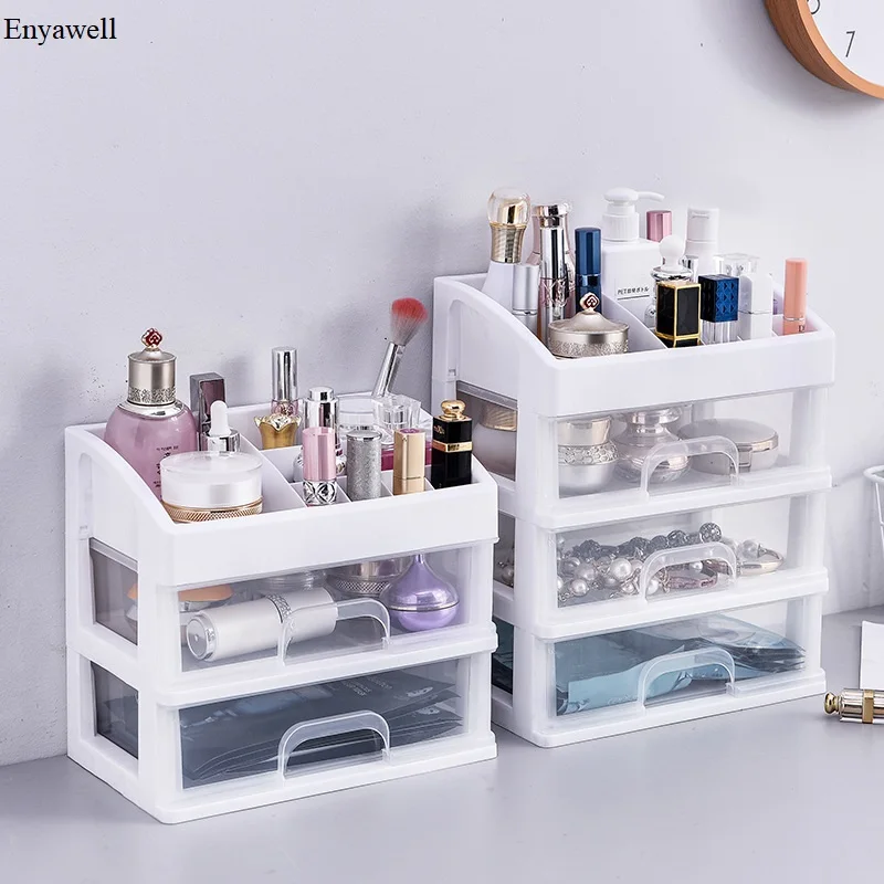 

Jewelry Container Make Up Case Makeup Brush Holder Organizers Box Makeup Organizer Drawers Plastic Cosmetic Storage Box Rack
