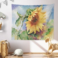 painted watercolor sunflower nature home decor wall hanging creative design flower background bedroom bedside decor tapestry