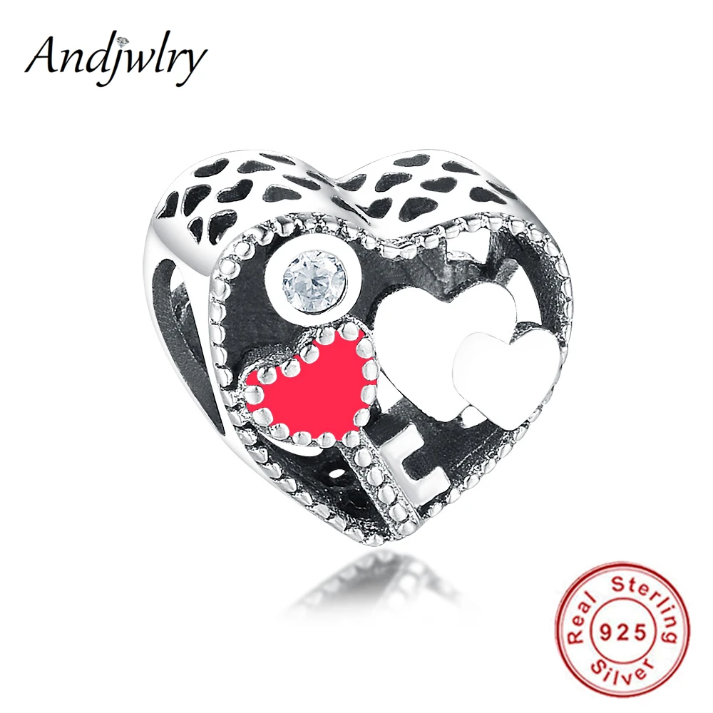 

Fit Original Pandora Charms Bracelet 925 Sterling Silver Charms Heart Key Beads Valentine's Birthday DIY Jewelry Berloque