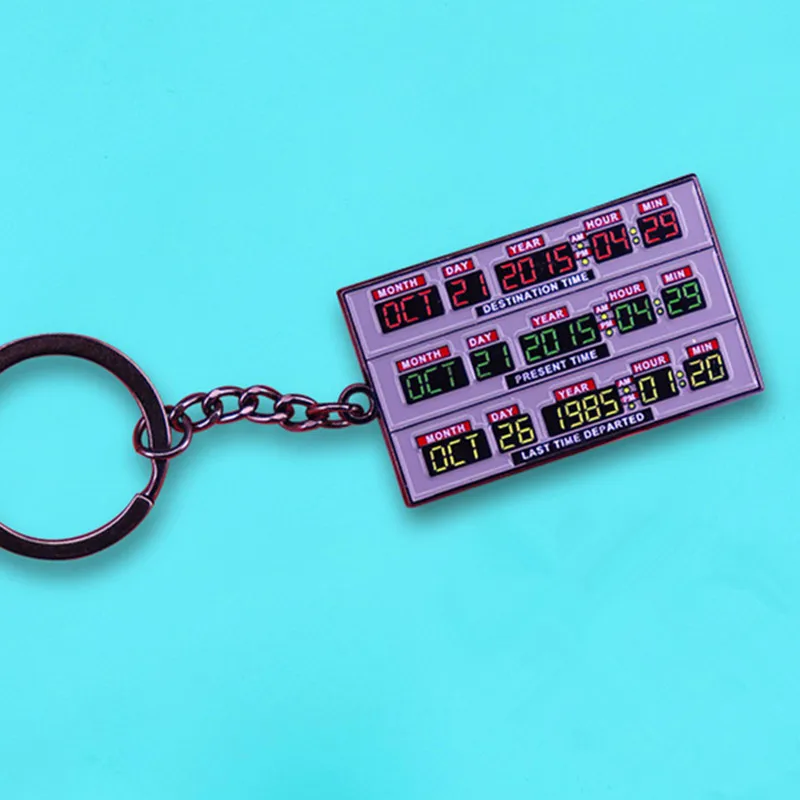 Back to the Future Time Circuits Enamel Key Ring Key Chain Classic Movie Marty McFly Doc Brown Time Travel Movie Buff Keychain