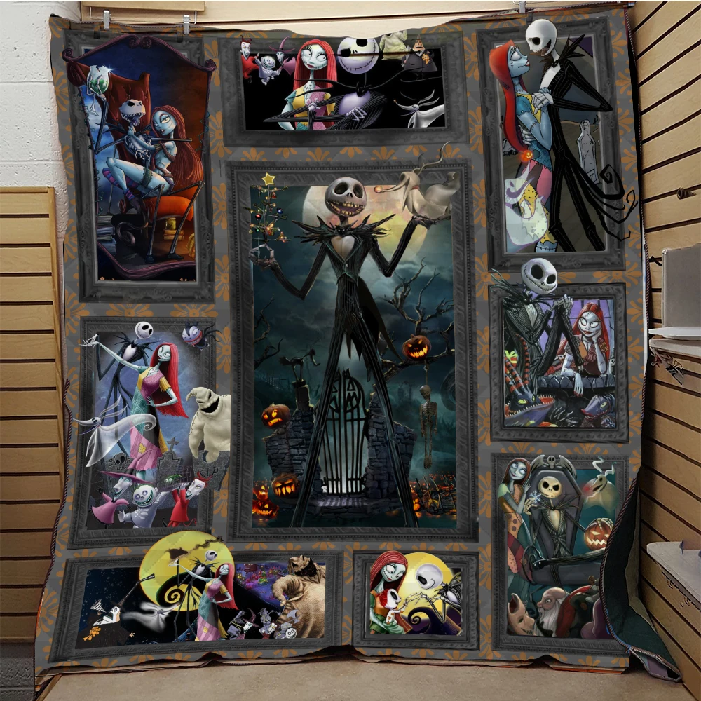 

3D Printing Nightmare Before Christmas Theme Quilt Blanket Throw Soft Warm Cotton All Season Quilt for Kids Adult Droppshiping