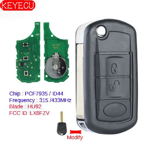 KEYECU для Land Rover Range 2002 2006 обновленная модель 315 МГц/433 МГц фонарь LX8FZV|keyecu| |