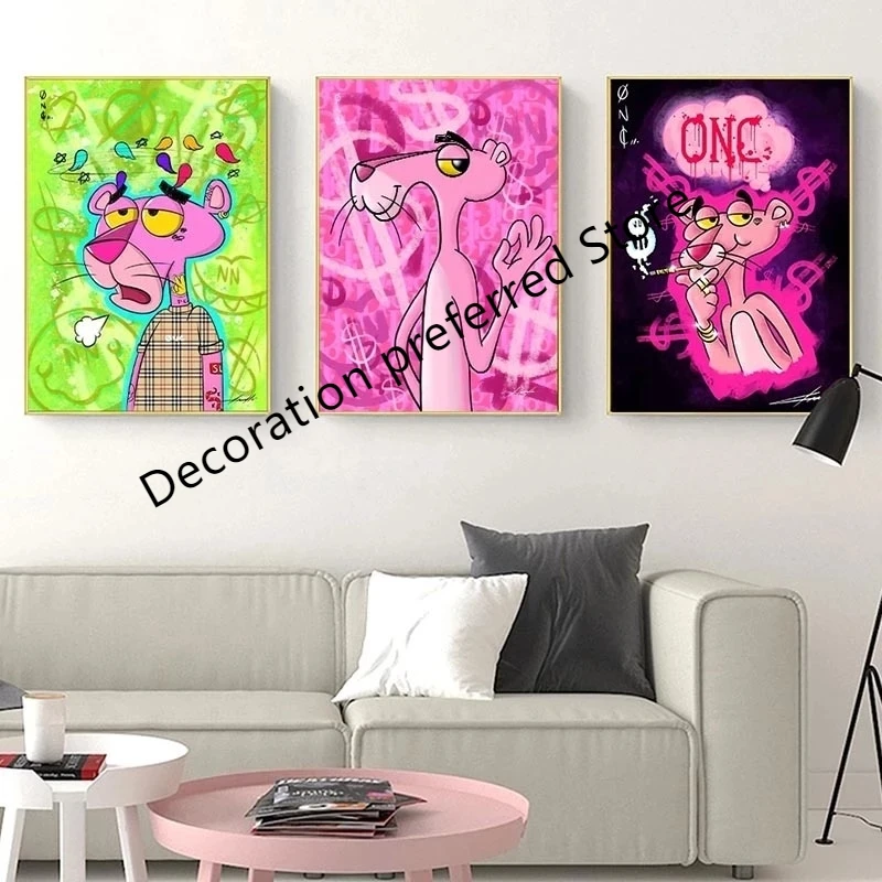 Холст для дома розовые Пантеры абстрактный Декор граффити - Цена: 