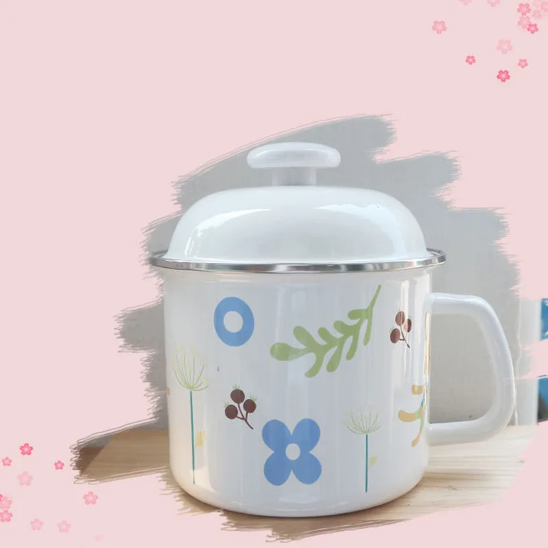 Молочный горшок для супа эмалированный чашка воды 16 см молока 1 8л миска лапши