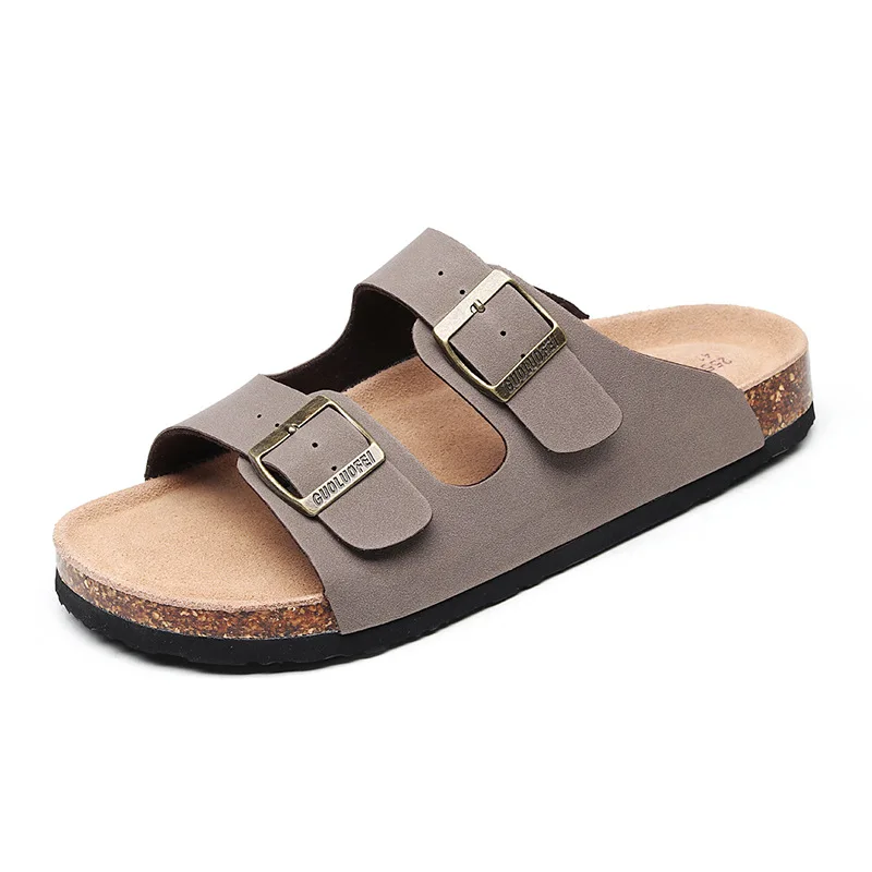 

2021 High Quality Men's Sandals Slippers Summer Fashion Cork Slippers Non-slip Outer Penetrating Lovers Word Beach Slippers