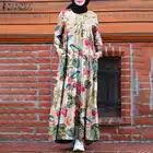 Элегантное Цветочное платье с оборками, Женский Осенний сарафан ZANZEA 2022, женское платье макси, женское платье, хиджаб, женское платье большого размера