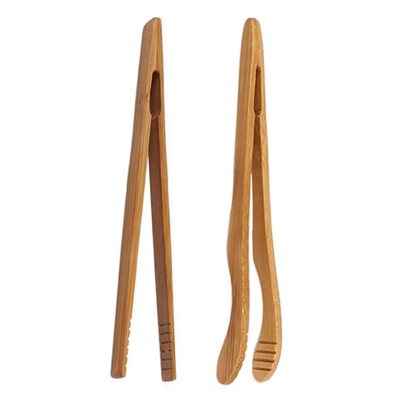 

Wooden Tea Clip Bamboo Kitchen Salad Food Toast Tong Tweezer Utensil Teaware