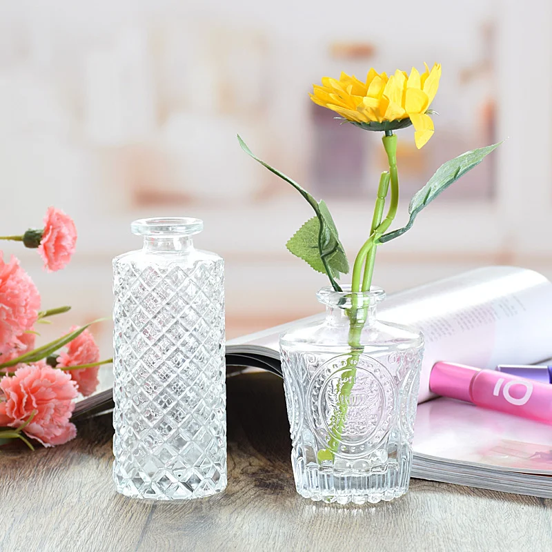 Простая прозрачная стеклянная Маленькая ваза нордическое украшение цветок для