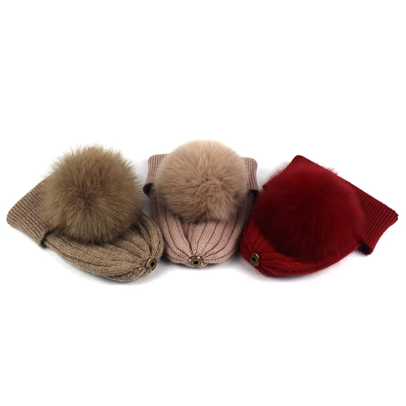 Женская зимняя шапка из натурального меха с лисьим мехом | Аксессуары для одежды