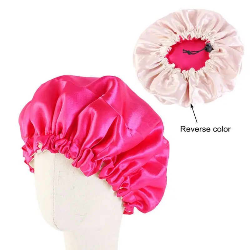 

Kids Double Layer Satin Bonnet Adjustable Sleep Night Cap Turban Hat Chemo Cap