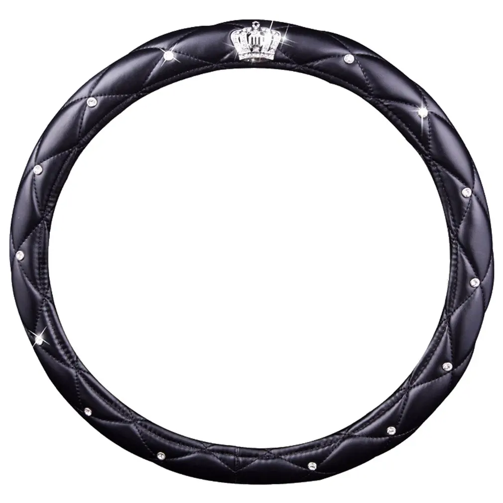 

38cm Car Crown With Diamond Steering Wheel Cover Car Accessories No Irritating Chemicals Steering Wheel Cover