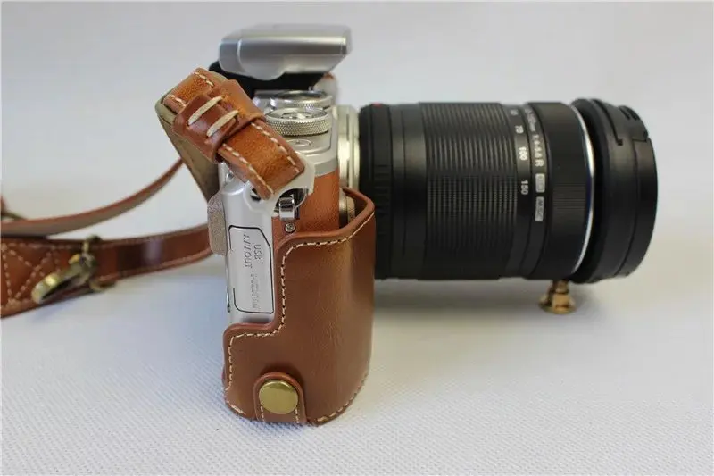 Кожаная сумка для камеры HQ чехол с ремешком фотографического фотообъектива OLYMPUS