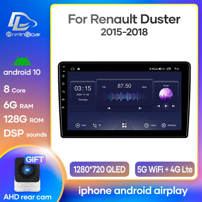 

Prelingcar Car Radio Android 10 Stereo Receiver For Renault Duster 2015-2018 Video Player Multimedia Navigation GPS No 2 Din Dvd