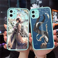 japan anime bungou stray dogs daza phone case clear funda matte transparent for blue iphone 7 8 x xs xr 11 12 pro plus max mini