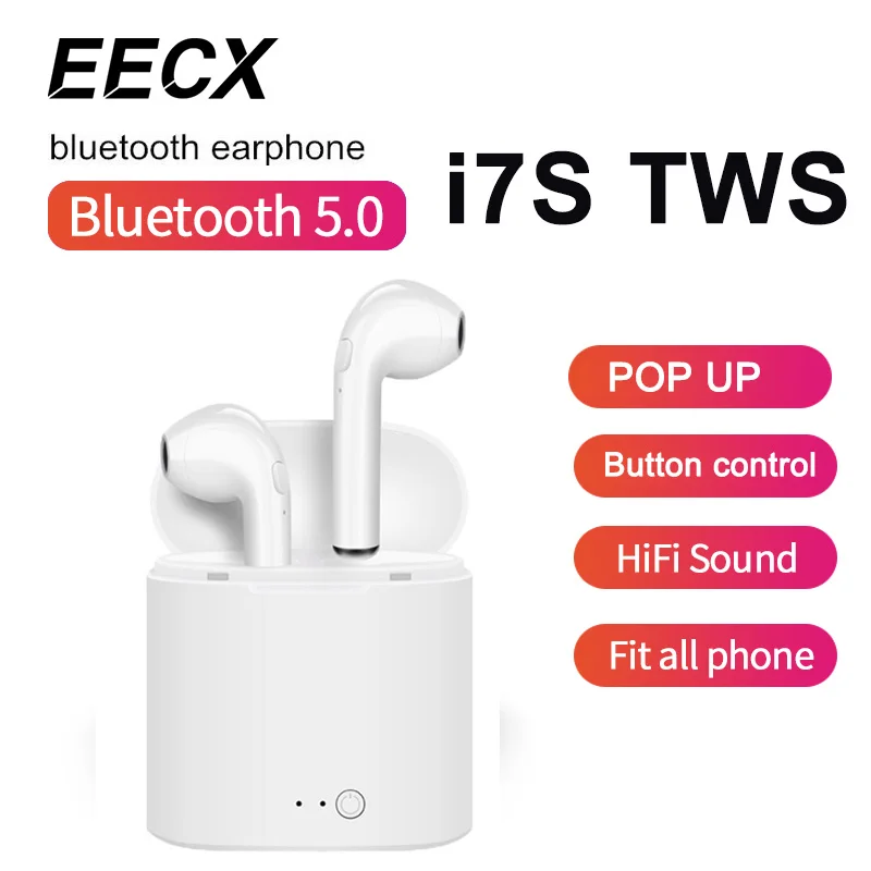 i7s TWS White TWS беспроводные наушники Bluetooth наушники I7 спортивные наушники гарнитура i7s i7 с микрофоном для iPhone Xiaomi samsung huawei One Plus LG - Color: i7s TWS White