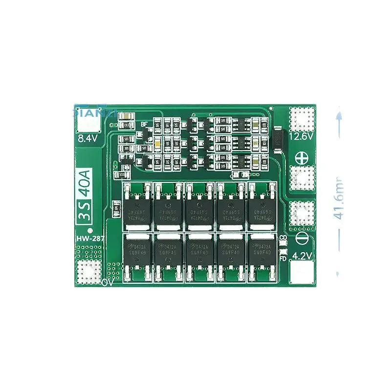 

3 strings 11.1V 12.6V 18650 lithium battery protection board with balance and startable electric drill 40A current