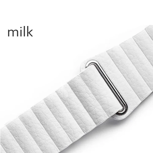 milky Натуральная кожа для apple watch band 4(iwatch 5) 44 мм 40 мм apple watch 3 2 1 ремешок 42 мм 38 мм аксессуары для запястья браслета - Цвет ремешка: milky