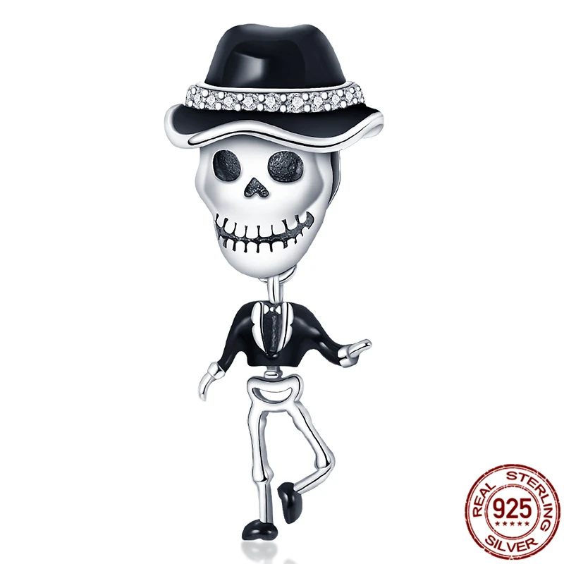 

Hot Sale 925 Sterling Silver Skeleton Suit Men Beads charms Fit Original Pandora Bracelet&Bangle Making Fashion DIY Jewelry