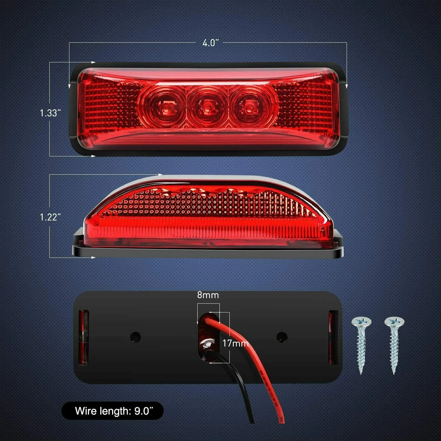 

4x Side Markers Lights Accessories Clearance Light Red Amber Universal